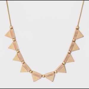 Triangle quartz inlay necklace costume jewelry
